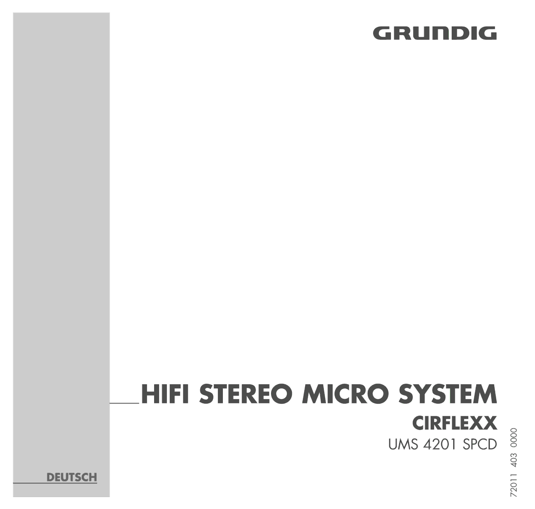 Grundig UMS 4201 SPCD manual Hifi Stereo Micro System 