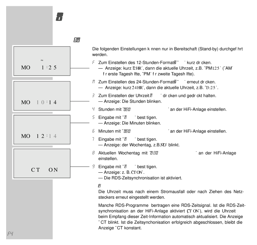 Grundig UMS 4201 SPCD manual Uhrzeit-Einstellung, O N 