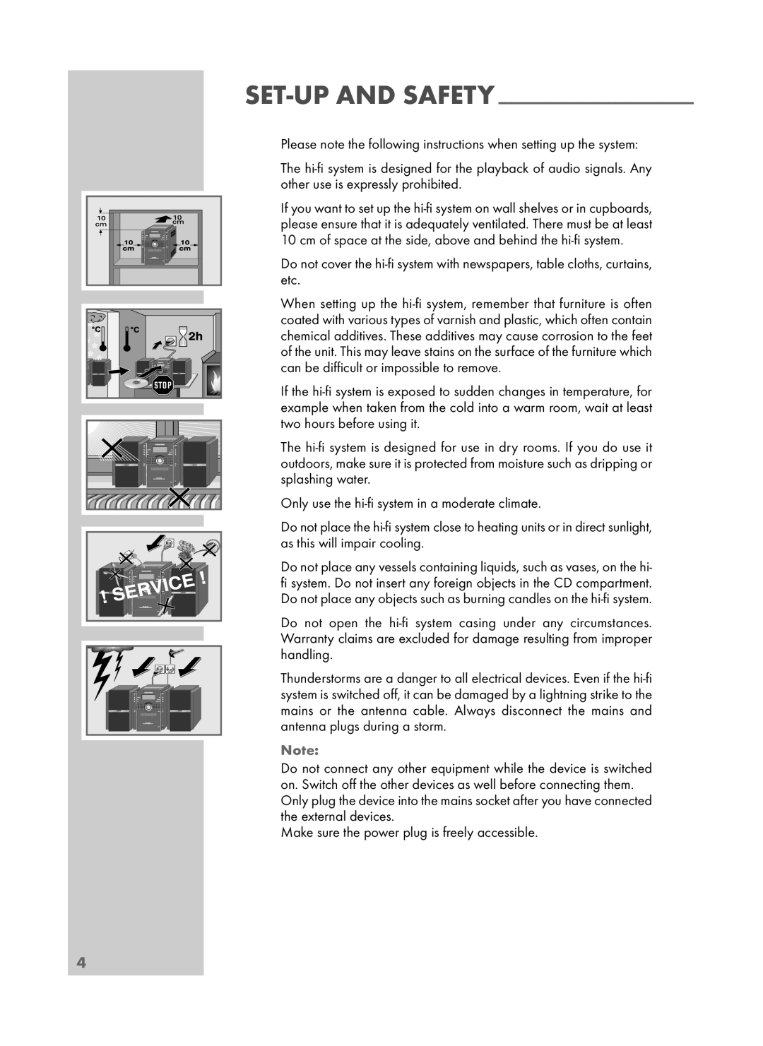 Grundig UMS 4700 SPCD manual SET-UP and Safety 