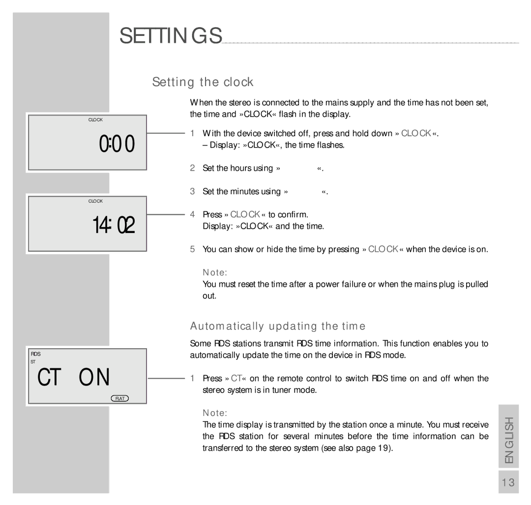 Grundig UMS 5100 manual Setting the clock, Automatically updating the time 