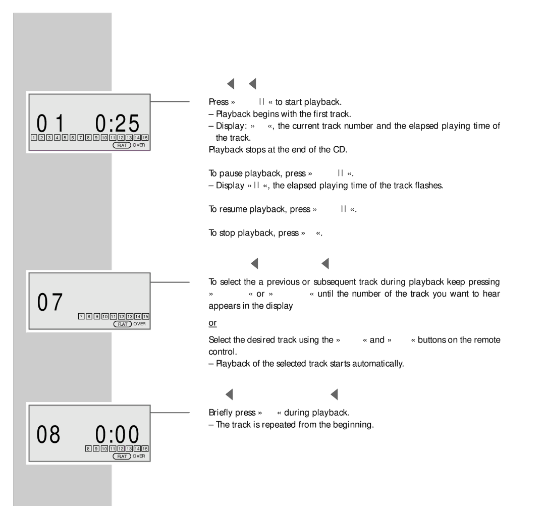 Grundig UMS 5100 manual CD playback, Selecting a different track, Repeating the current track 