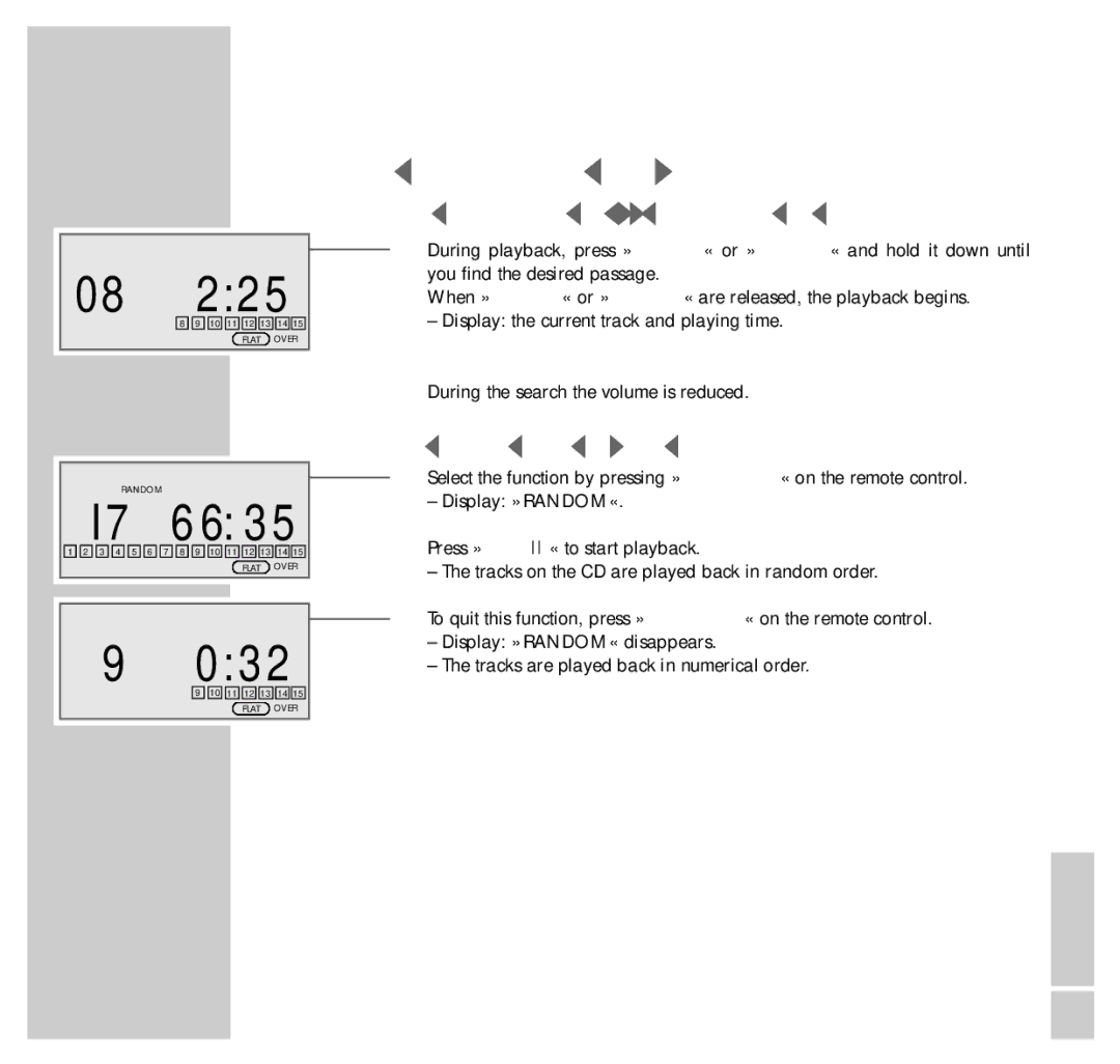 Grundig UMS 5100 manual 7 6 6 3, Special CD mode features, Searching for a passage within a track 