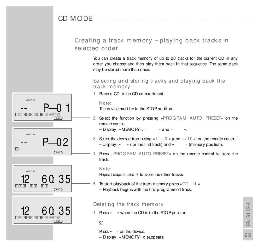 Grundig UMS 5100 manual Deleting the track memory 