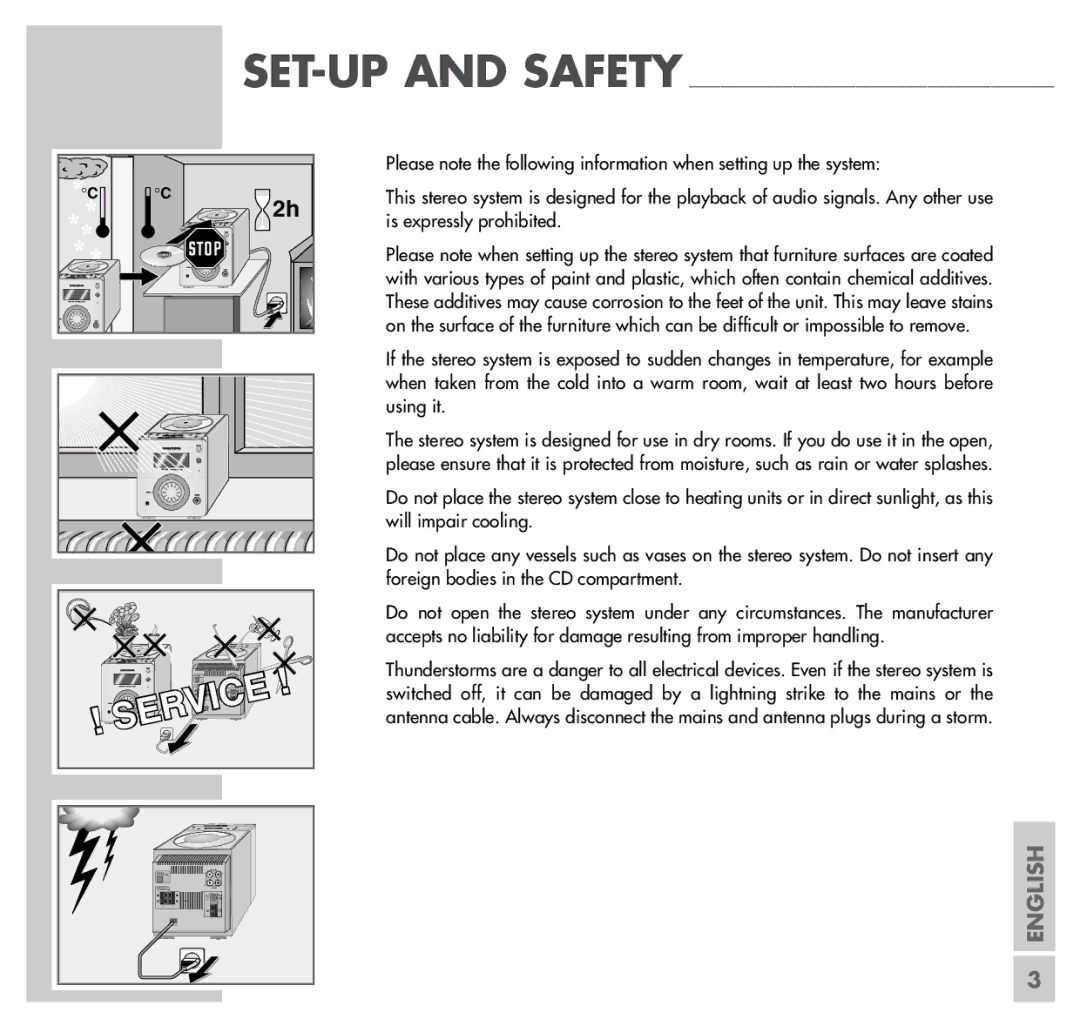 Grundig UMS 5100 manual SET-UP and Safety 