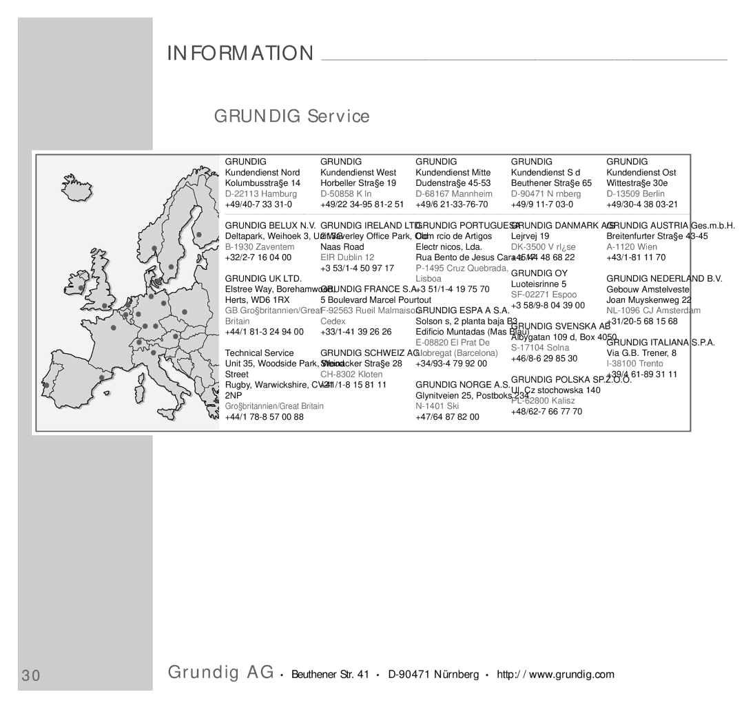 Grundig UMS 5100 manual Grundig Service 