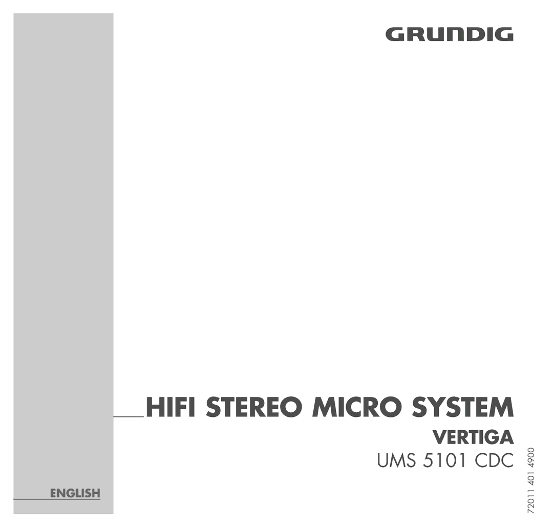 Grundig UMS 5101 CDC manual Hifi Stereo Micro System 