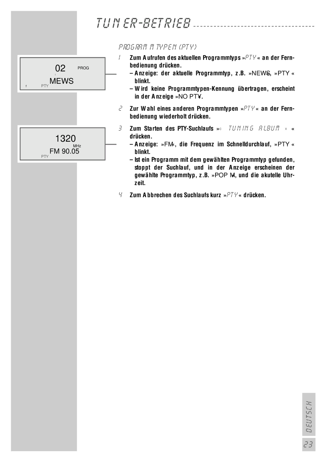 Grundig UMS 5400 DEC manual 1320, Programmtypen PTY 