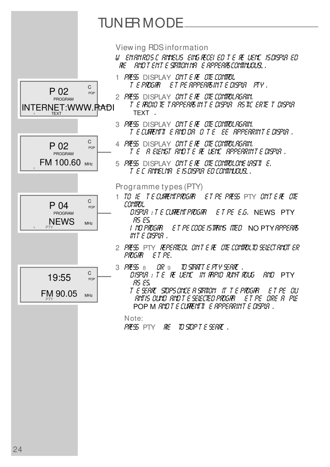 Grundig UMS 5800 DEC manual 1955 POP, FM 100.60 MHz, News MHz, FM 90.05 MHz 