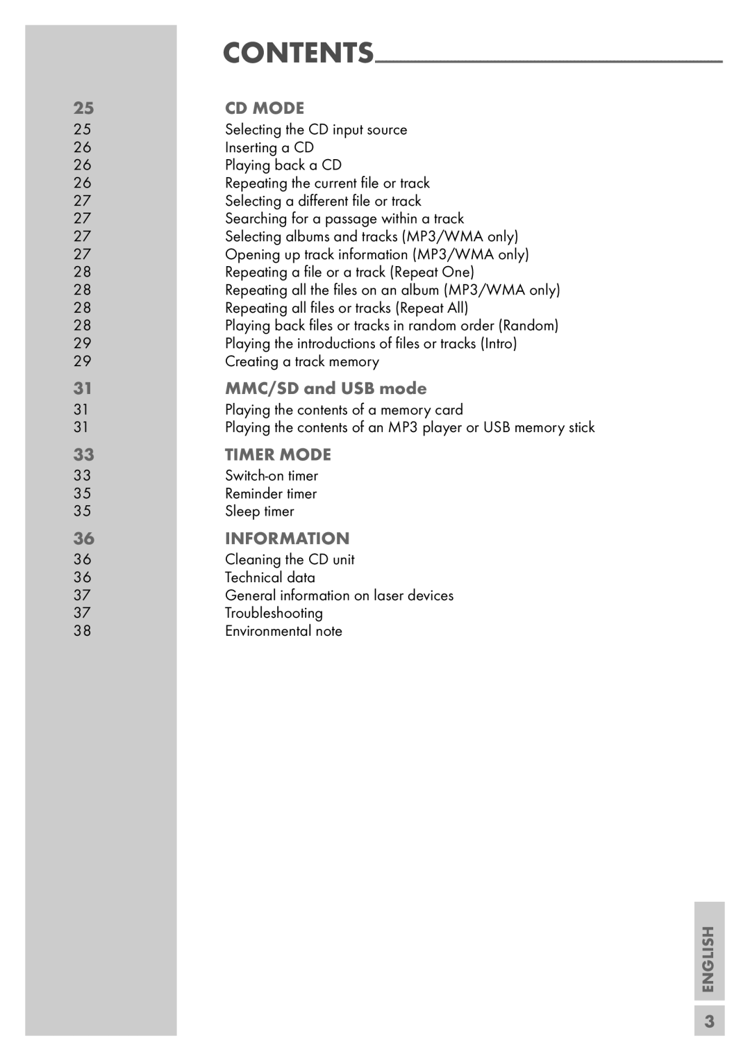 Grundig UMS 5800 DEC manual MMC/SD and USB mode, English 