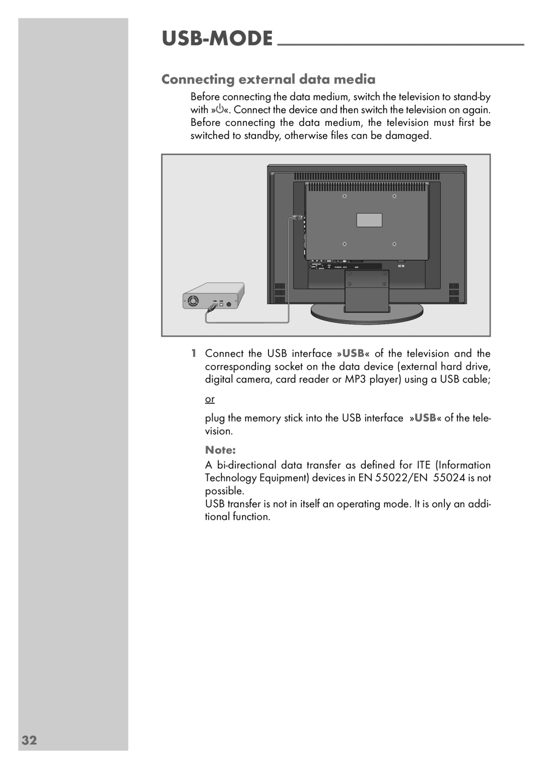 Grundig Vision 6 26-6840 T, Vision 6 32-6840 T manual Connecting external data media 