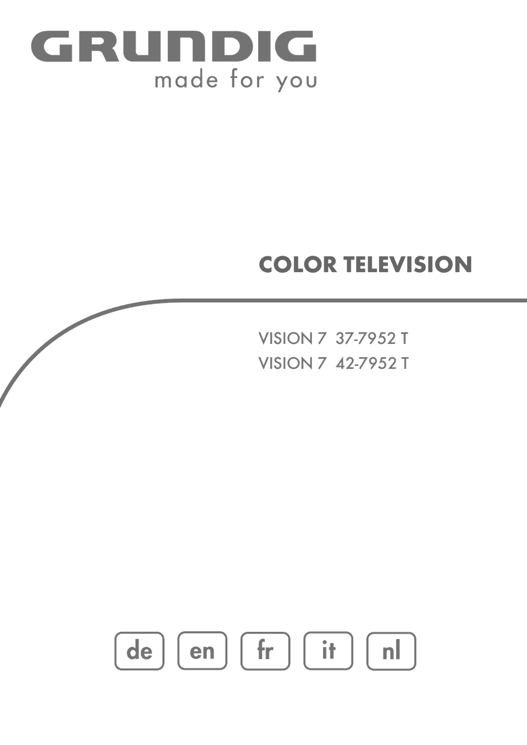 Grundig VISION 7 37-7952 T, VISION 7 42-7952 T manual Color Television 