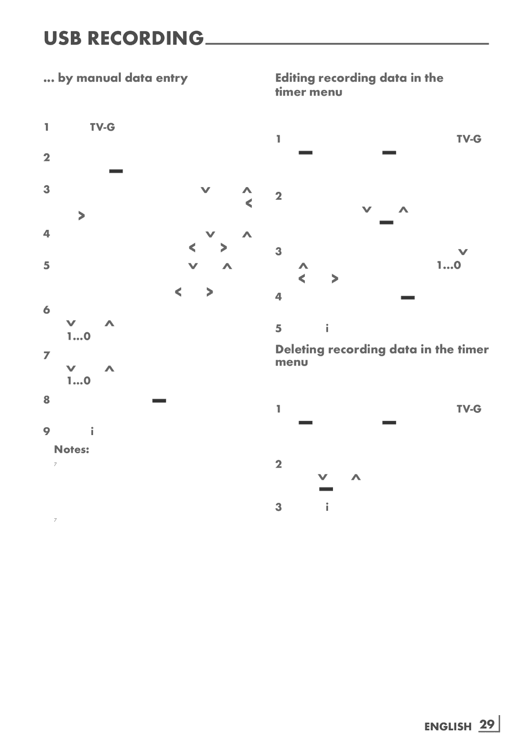 Grundig VLE 7131 BF By manual data entry, Editing recording data in the ­ timer menu 