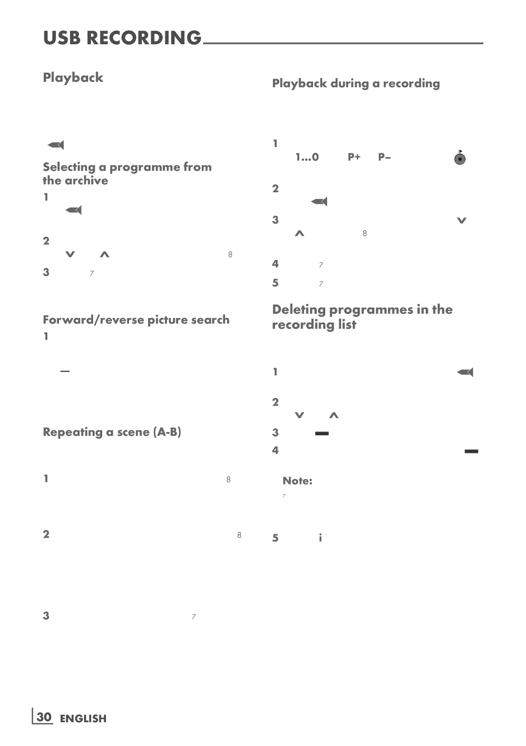 Grundig VLE 7131 BF manual Playback, Deleting programmes in the recording list 