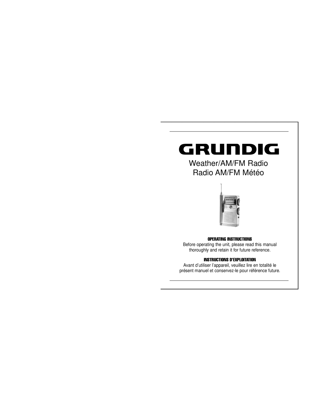 Grundig manual Weather/AM/FM Radio Radio AM/FM Météo 