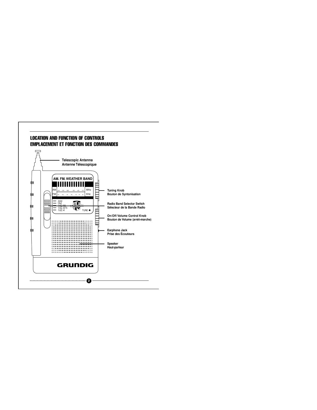 Grundig Weather/AM/FM Radio manual AM. FM. Weather Band 