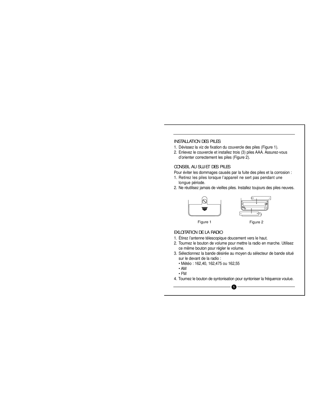 Grundig Weather/AM/FM Radio manual Installation DES Piles, Conseil AU Sujet DES Piles, Exloitation DE LA Radio 