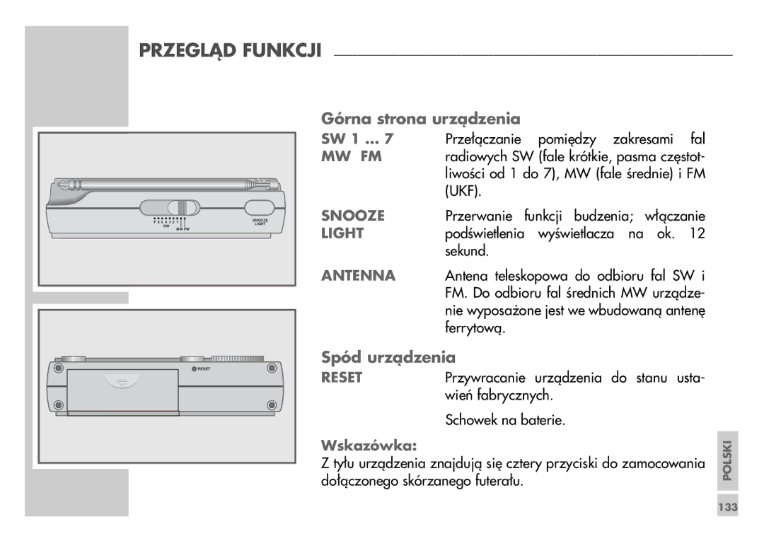 Grundig WR 5405 manual Górna strona urządzenia, Spód urządzenia 