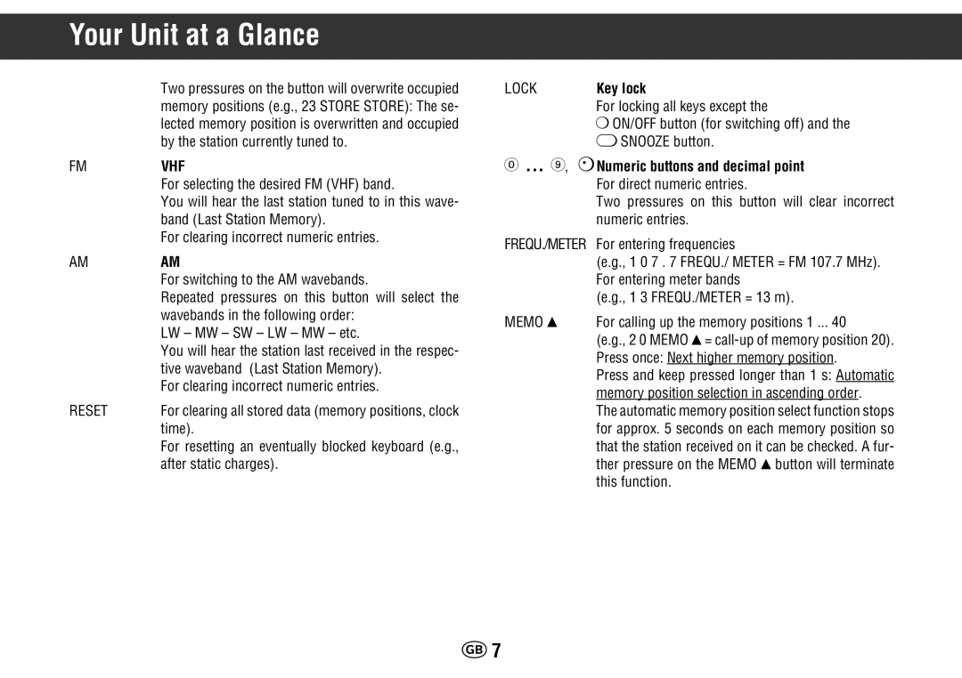 Grundig Yacht Boy 400 manual Key lock 