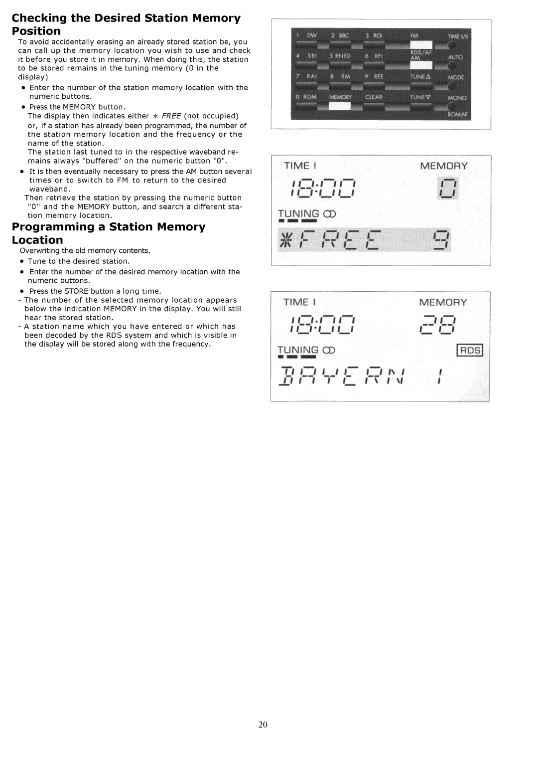 Grundig YB500 owner manual Checking the Desired Station Memory Position, Programming a Station Memory Location 