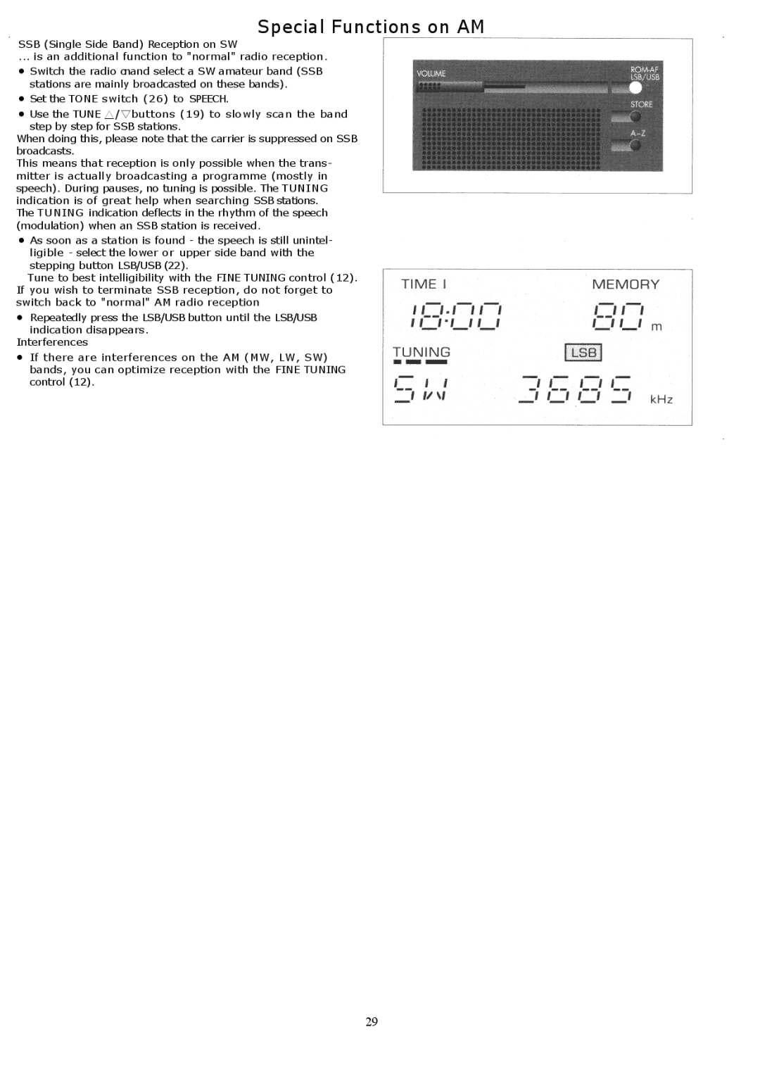 Grundig YB500 owner manual Special Functions on AM 