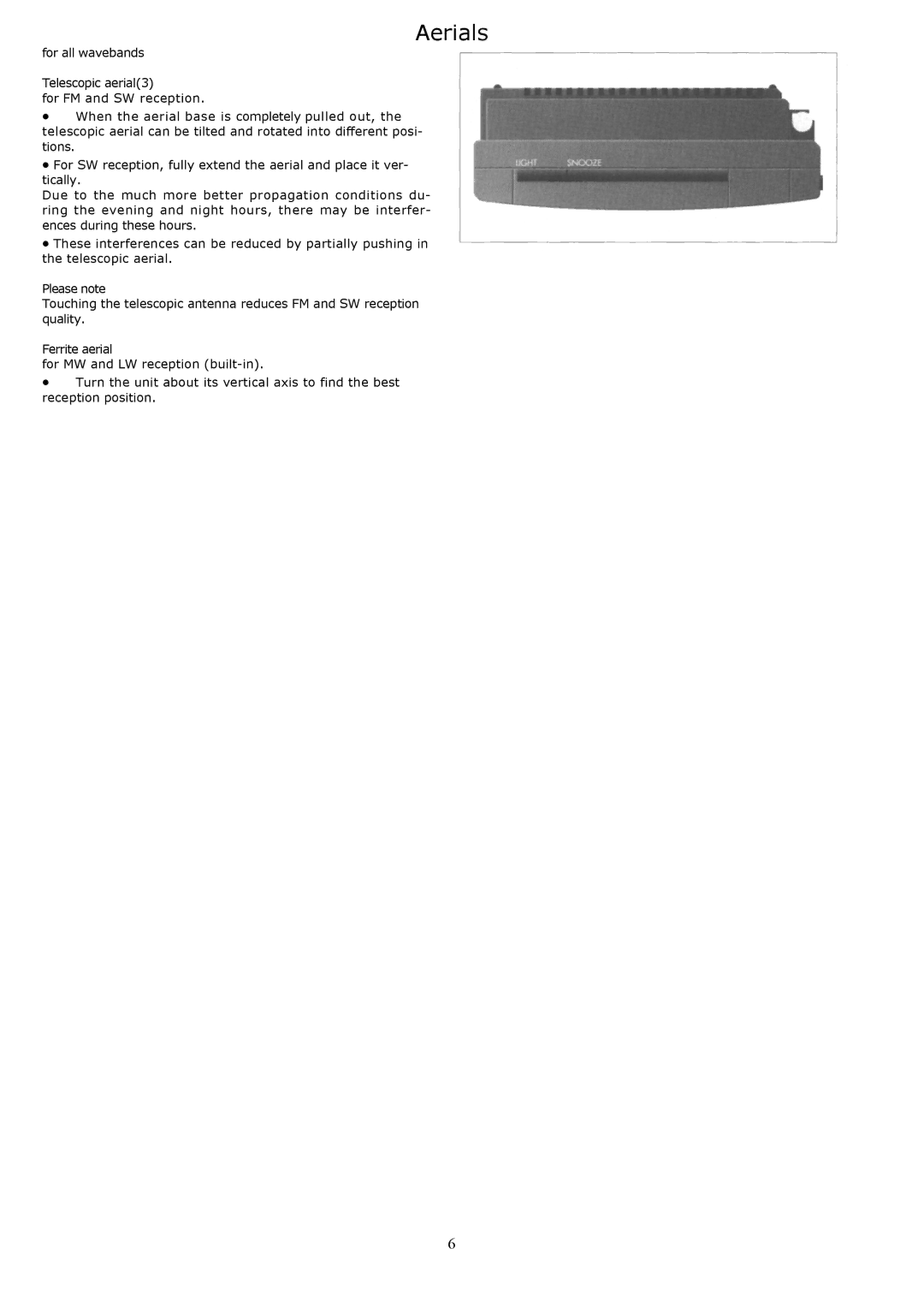 Grundig YB500 owner manual Aerials 