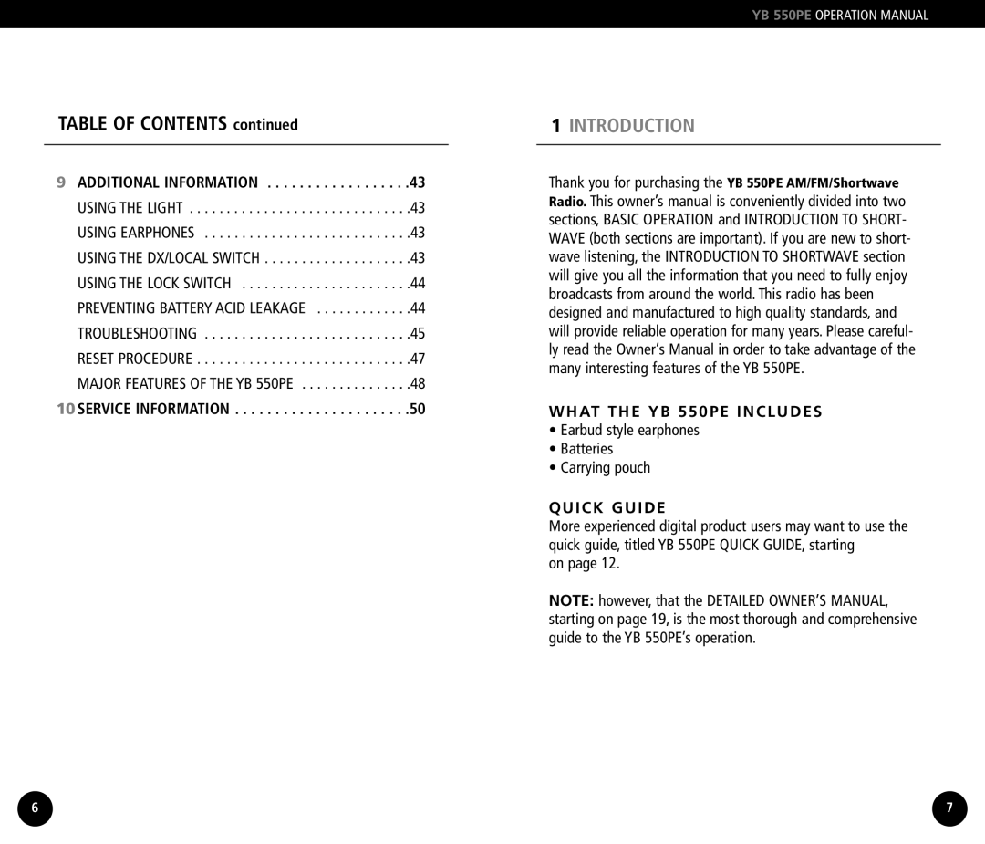 Grundig YB550PE operation manual Table of Contents, Introduction 