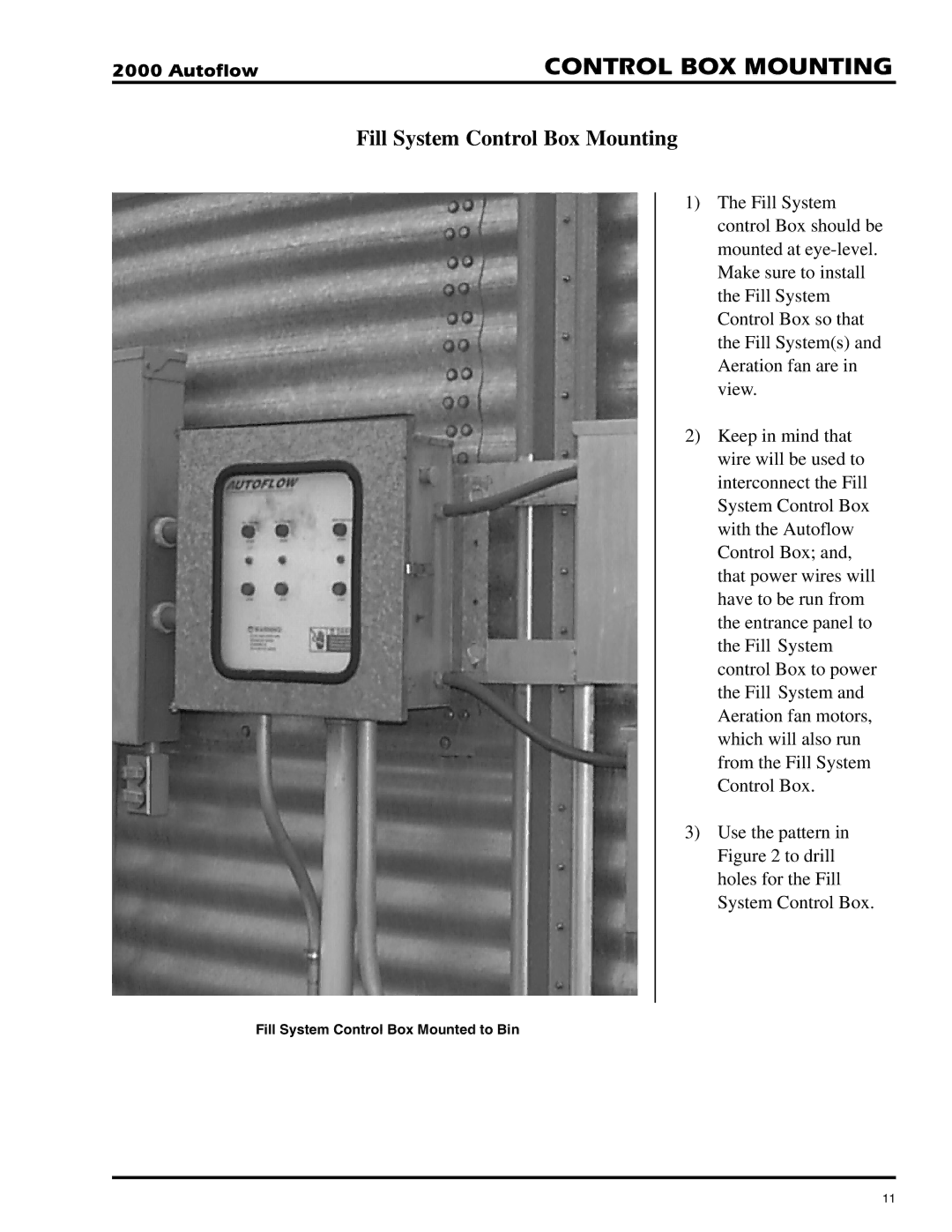 GSI Outdoors 2TFC, 2TAF installation instructions Control BOX Mounting, Fill System Control Box Mounting 