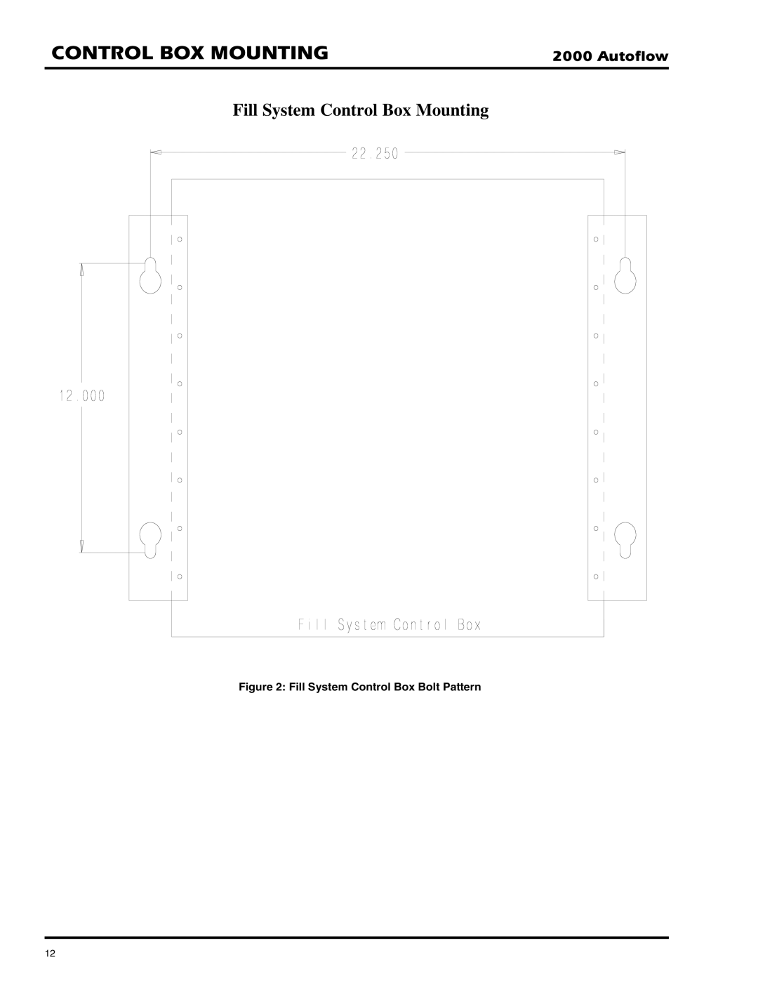 GSI Outdoors 2TFC, 2TAF installation instructions Fill System Control Box Bolt Pattern 