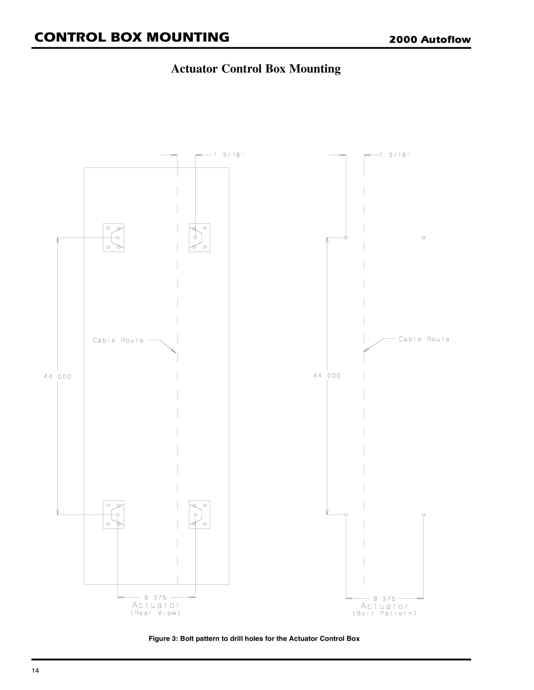 GSI Outdoors 2TFC, 2TAF installation instructions Bolt pattern to drill holes for the Actuator Control Box 