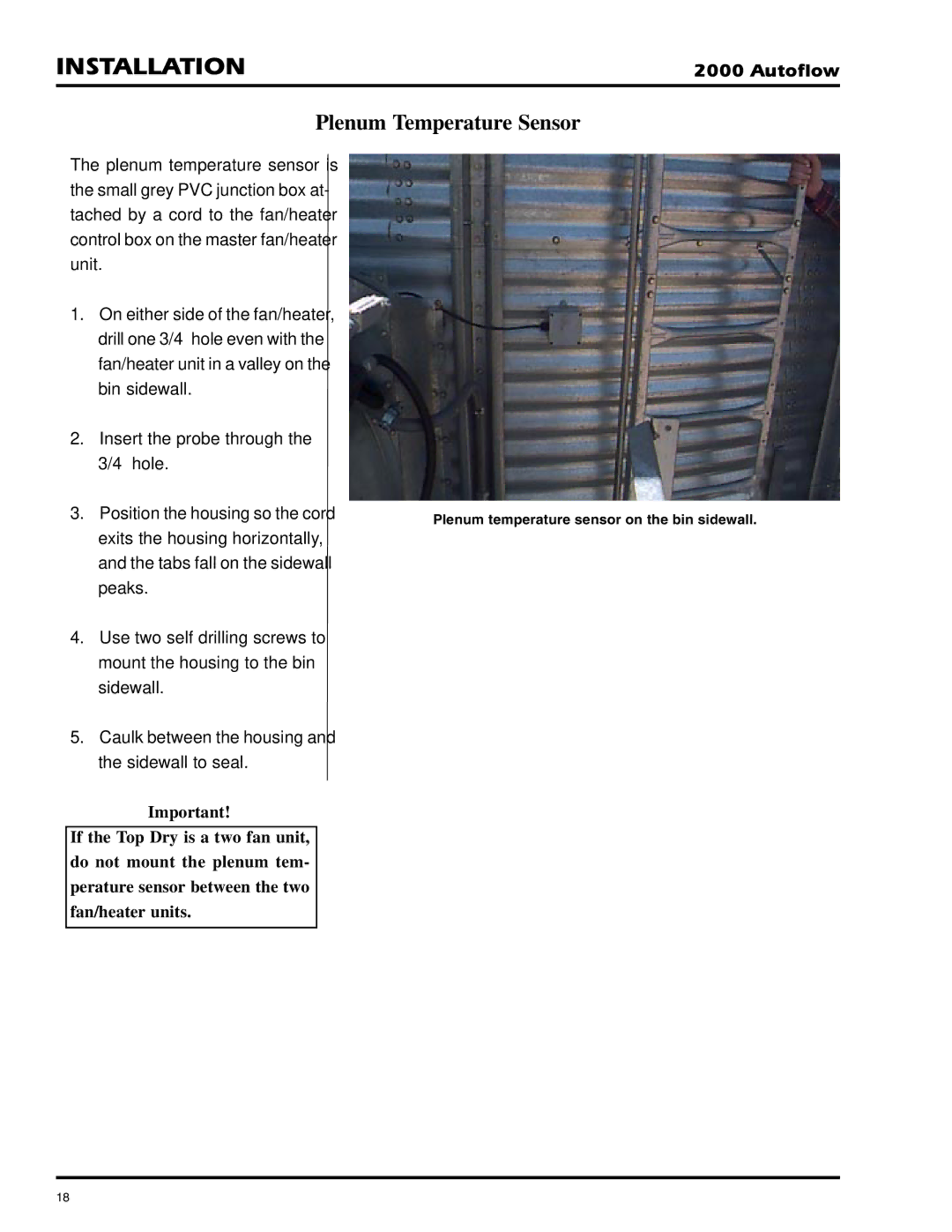 GSI Outdoors 2TFC, 2TAF installation instructions Plenum Temperature Sensor 