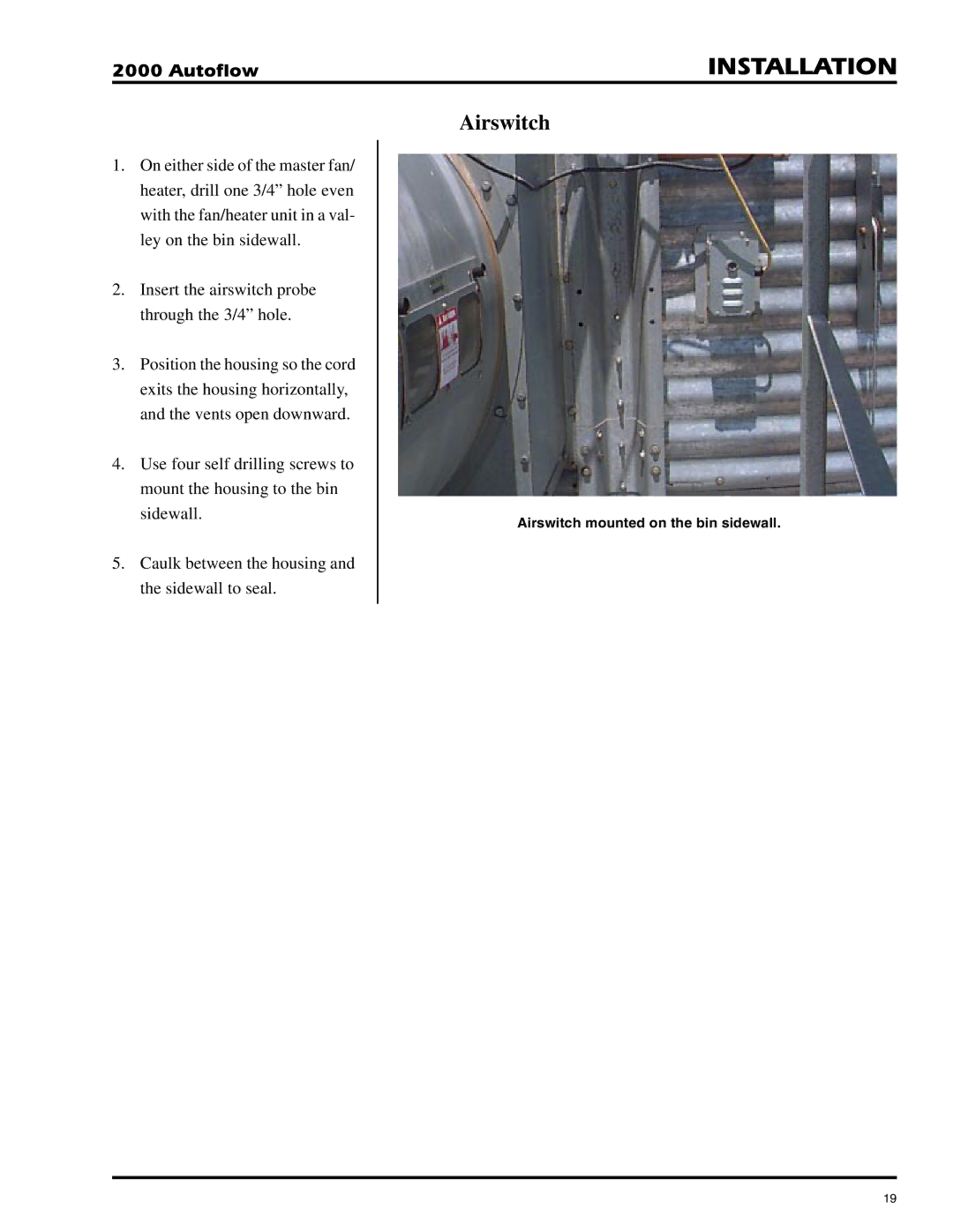 GSI Outdoors 2TAF, 2TFC installation instructions Airswitch 