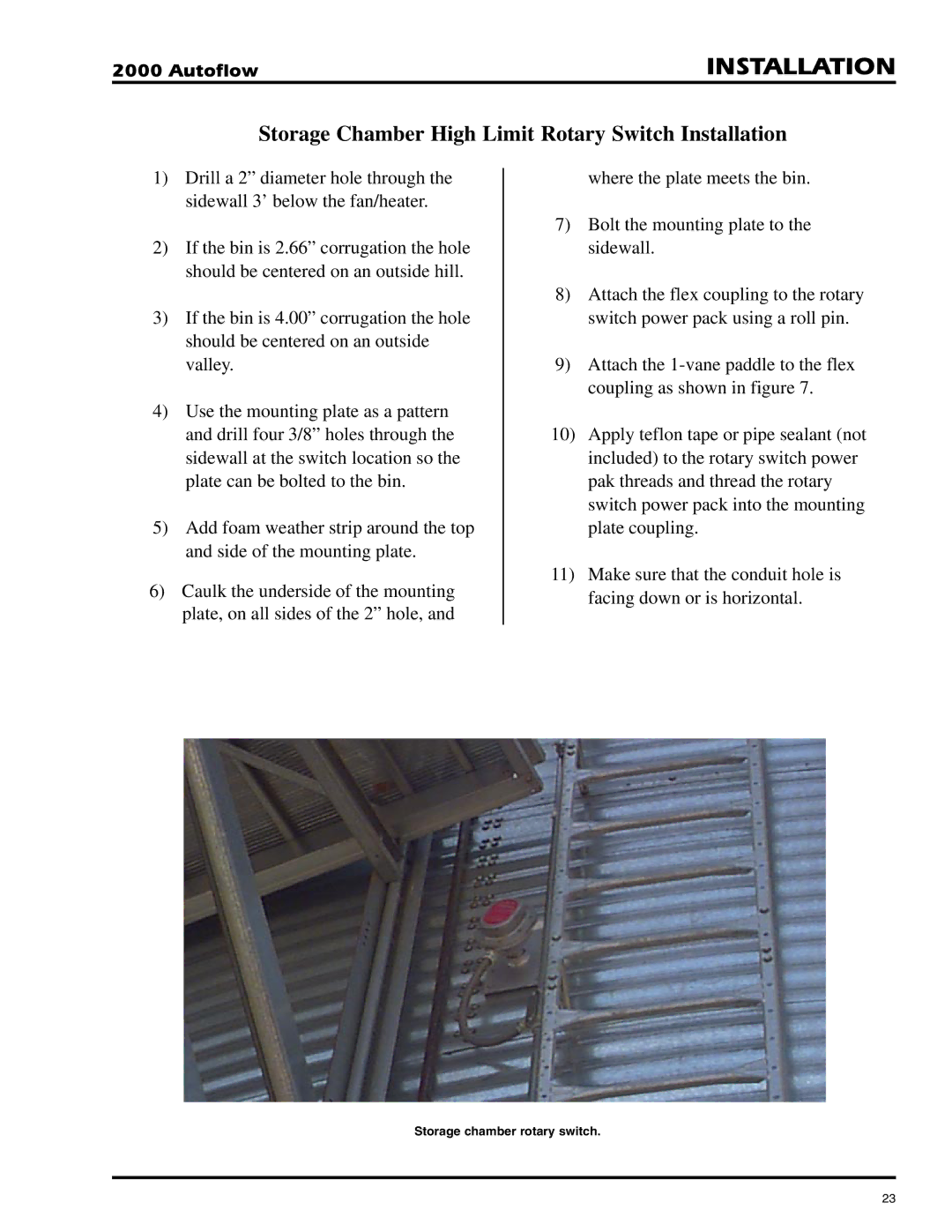 GSI Outdoors 2TFC, 2TAF installation instructions Storage Chamber High Limit Rotary Switch Installation 