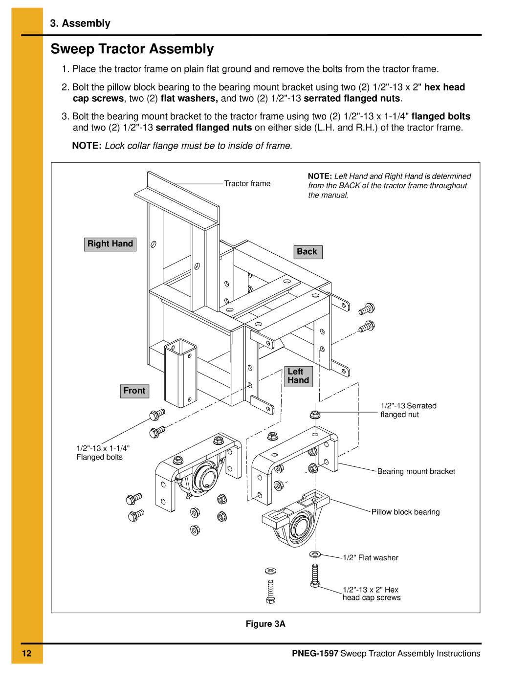 GSI Outdoors PNEG-1597 manual Sweep Tractor Assembly, Back Left Hand 