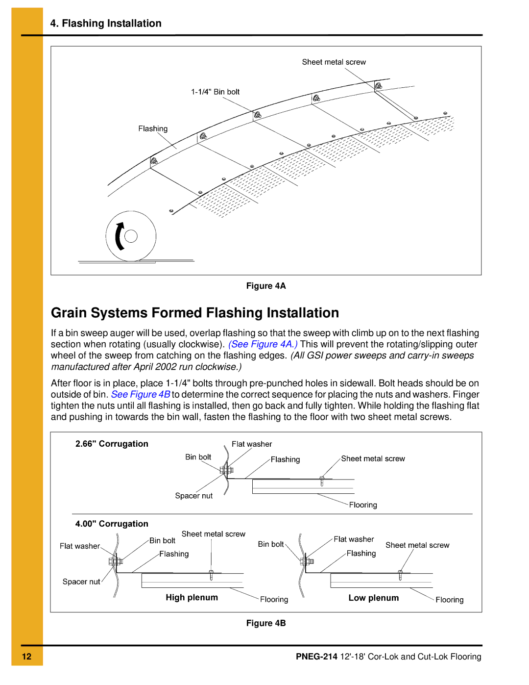 GSI Outdoors PNEG-214 installation manual Grain Systems Formed Flashing Installation 