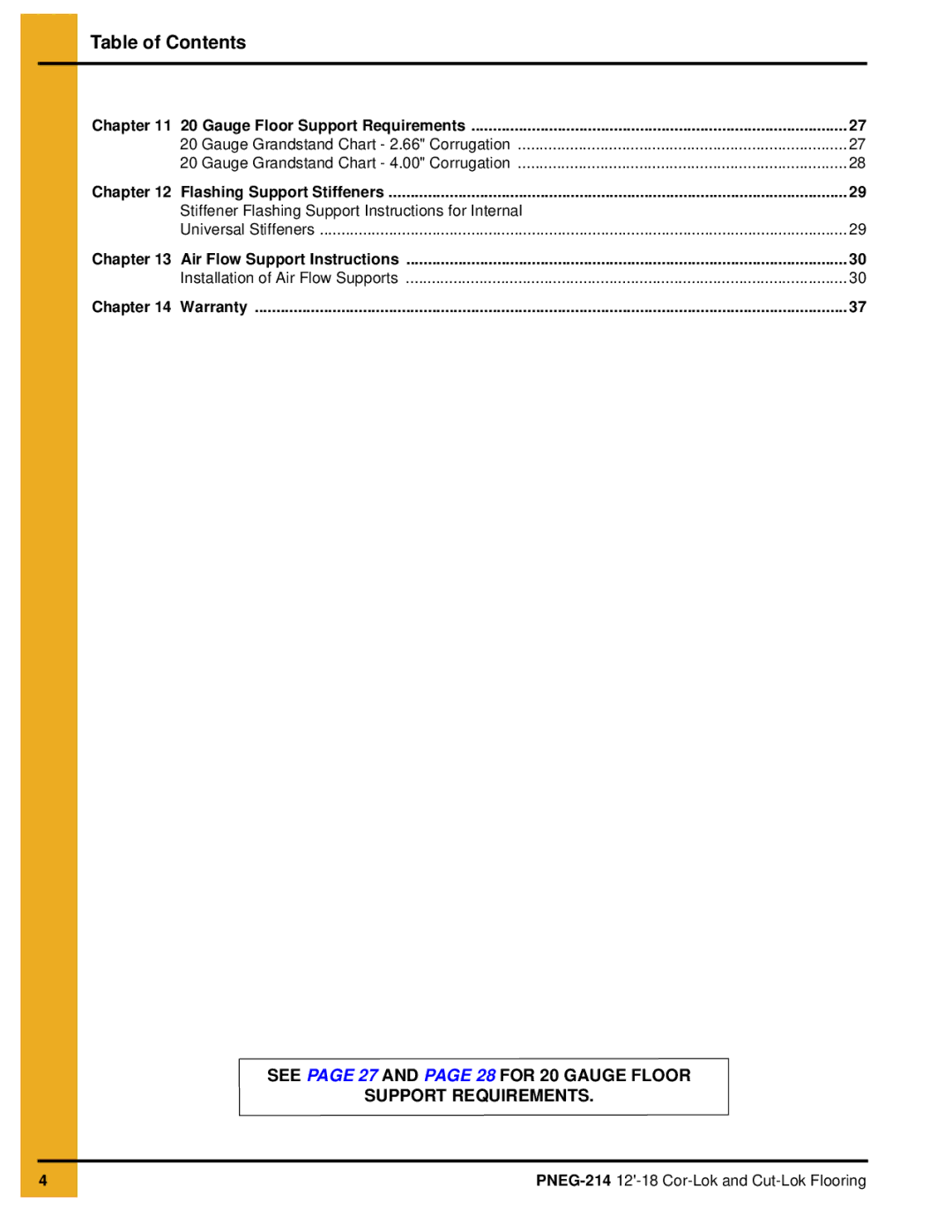 GSI Outdoors PNEG-214 installation manual Stiffener Flashing Support Instructions for Internal 