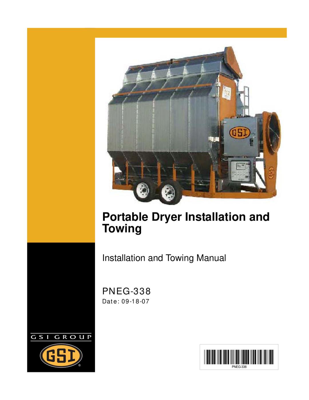 GSI Outdoors PNEG-338 manual Portable Dryer Installation and Towing, Date 