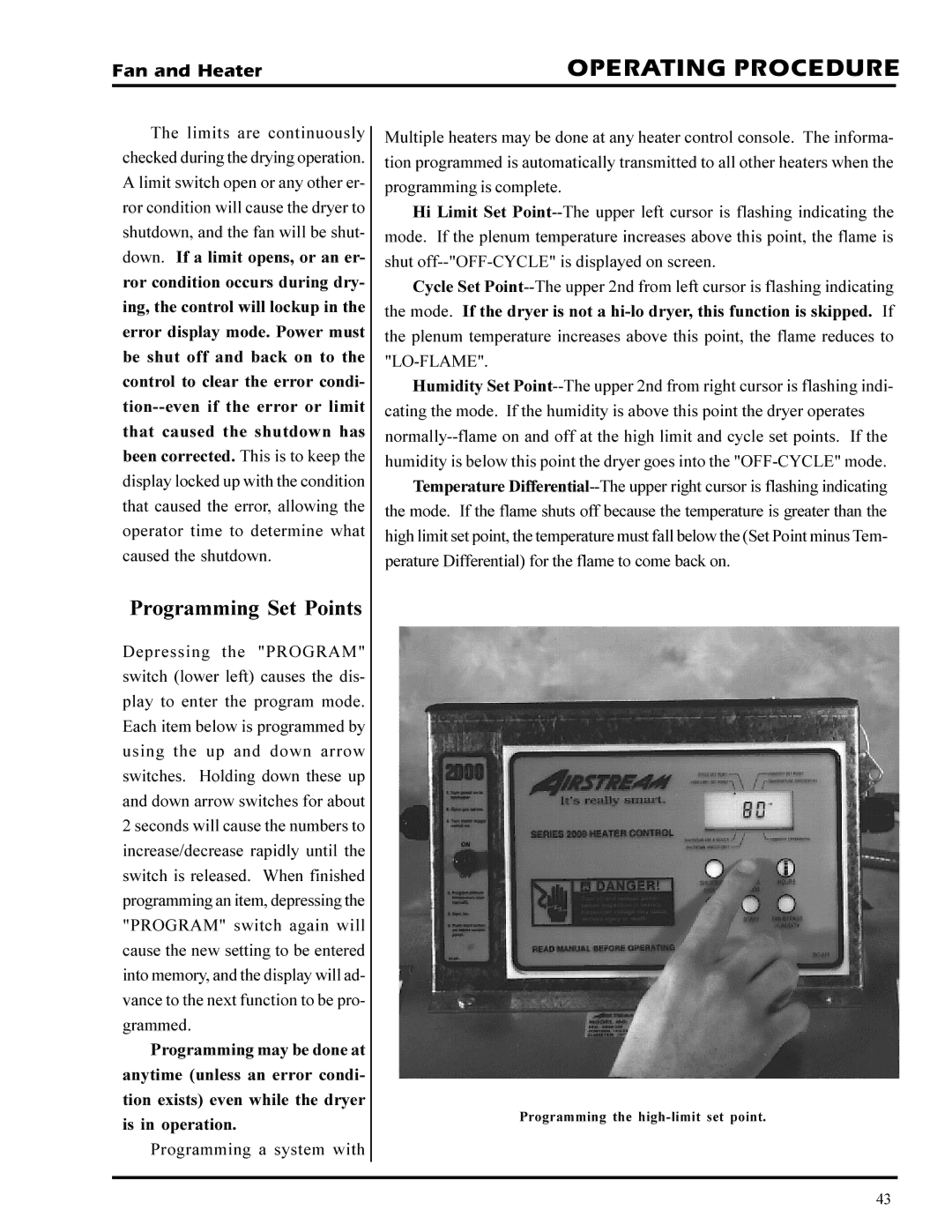 GSI Outdoors PNEG-377 service manual Programming Set Points 