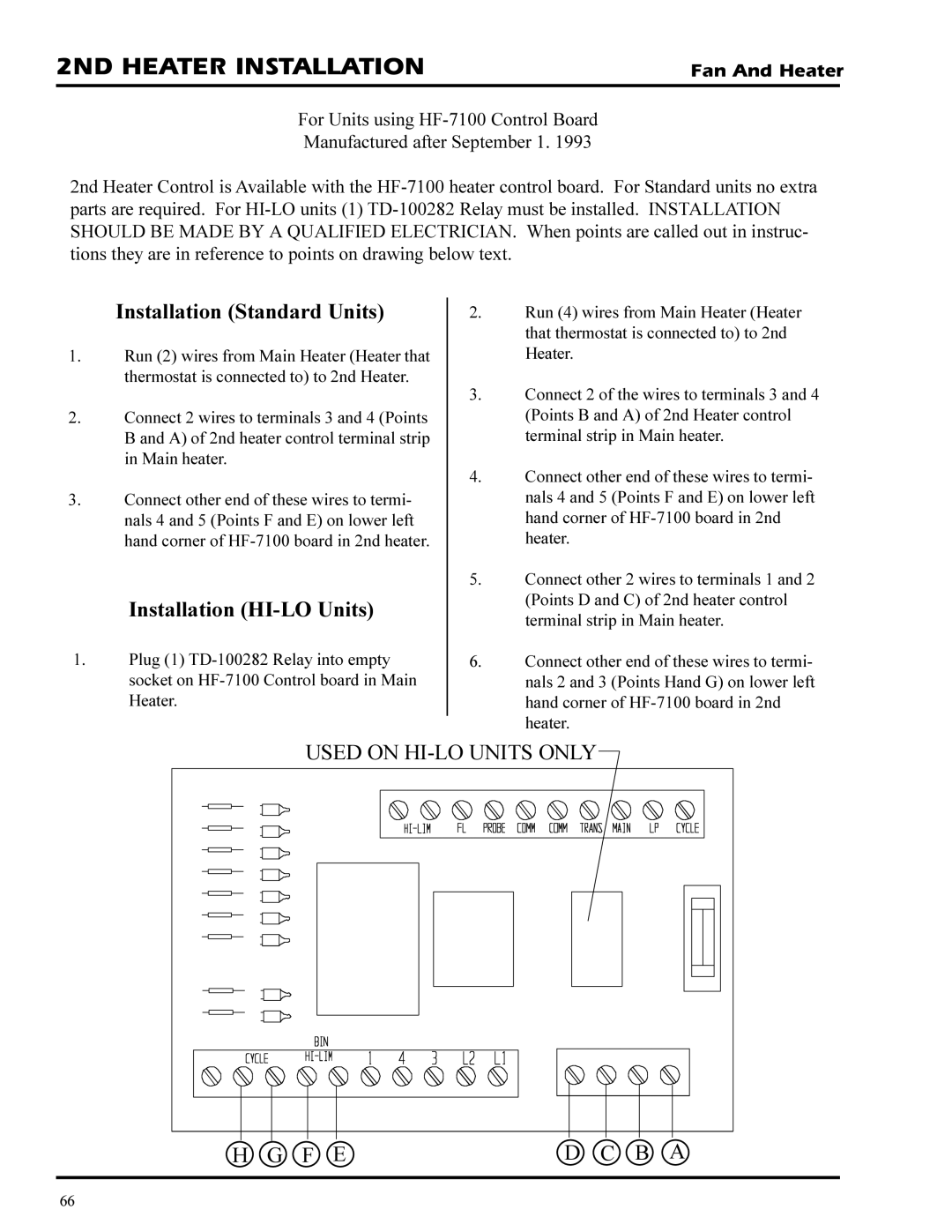 GSI Outdoors PNEG-377 service manual 2ND Heater Installation, Installation Standard Units, Installation HI-LO Units 