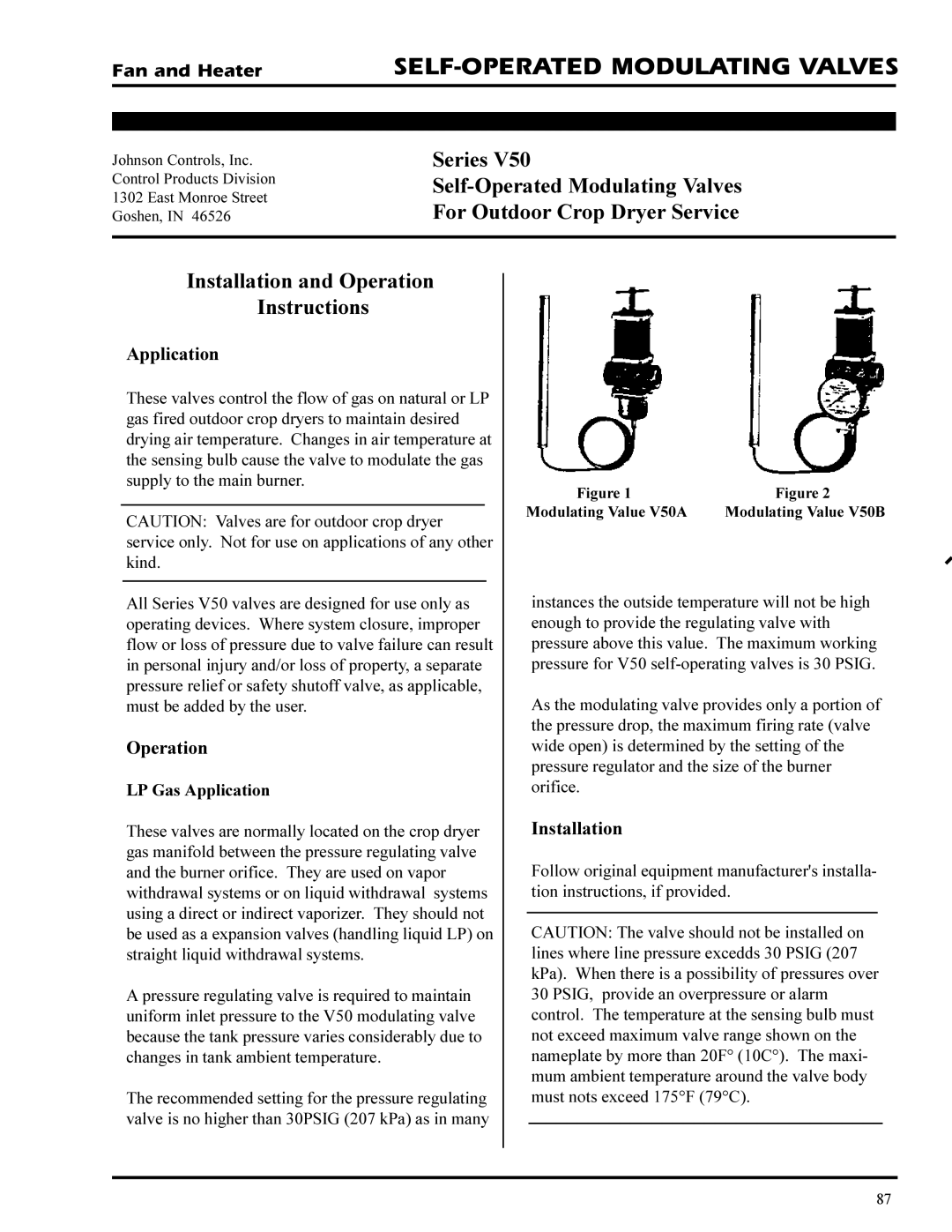 GSI Outdoors PNEG-377 service manual SELF-OPERATED Modulating Valves, Application, Operation, Installation 