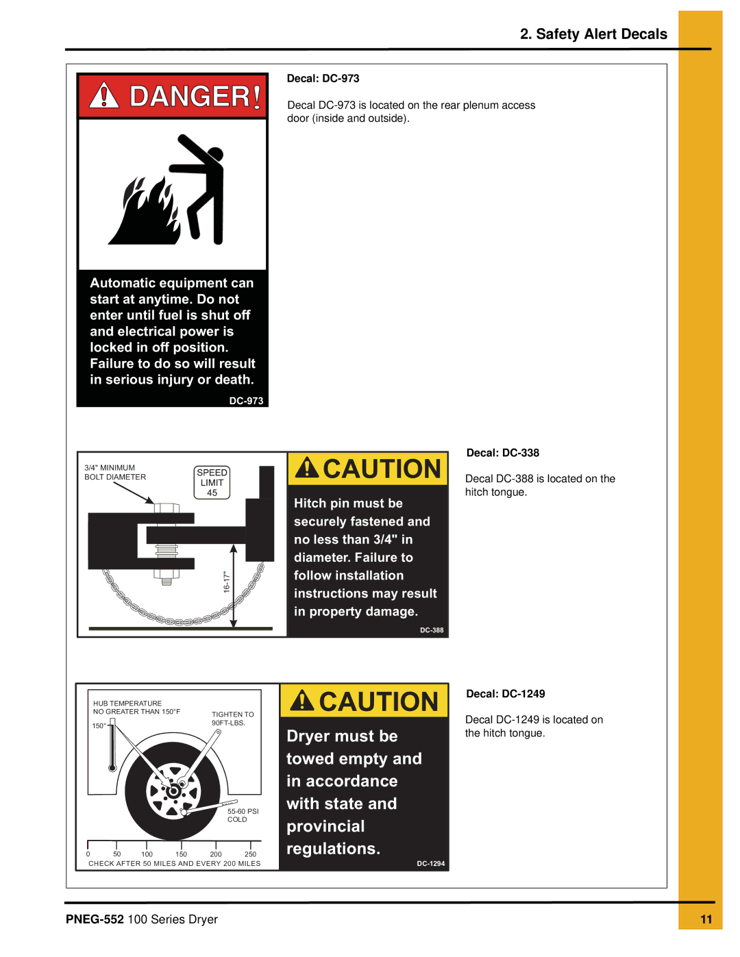 GSI Outdoors PNEG-552 service manual Regulations, Decal DC-973 