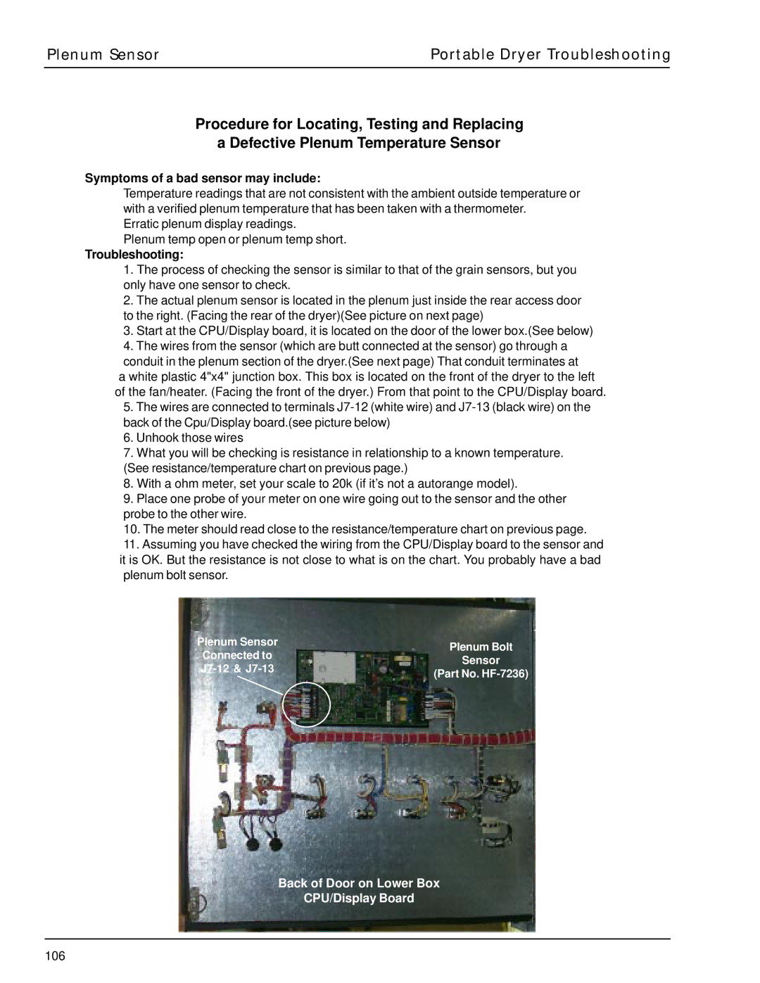 GSI Outdoors PNEG-630 manual Symptoms of a bad sensor may include, 106 