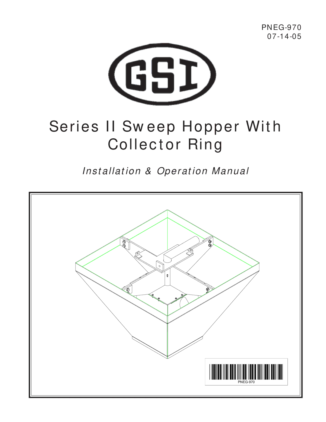 GSI Outdoors PNEG-970 operation manual Series II Sweep Hopper With Collector Ring 