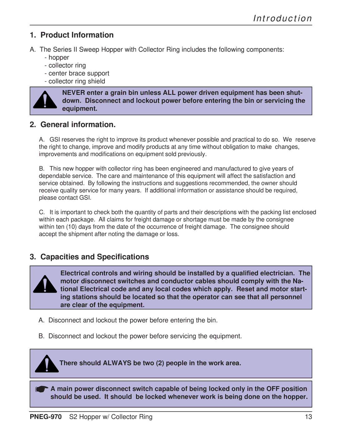 GSI Outdoors PNEG-970 operation manual Product Information, General information, Capacities and Specifications 