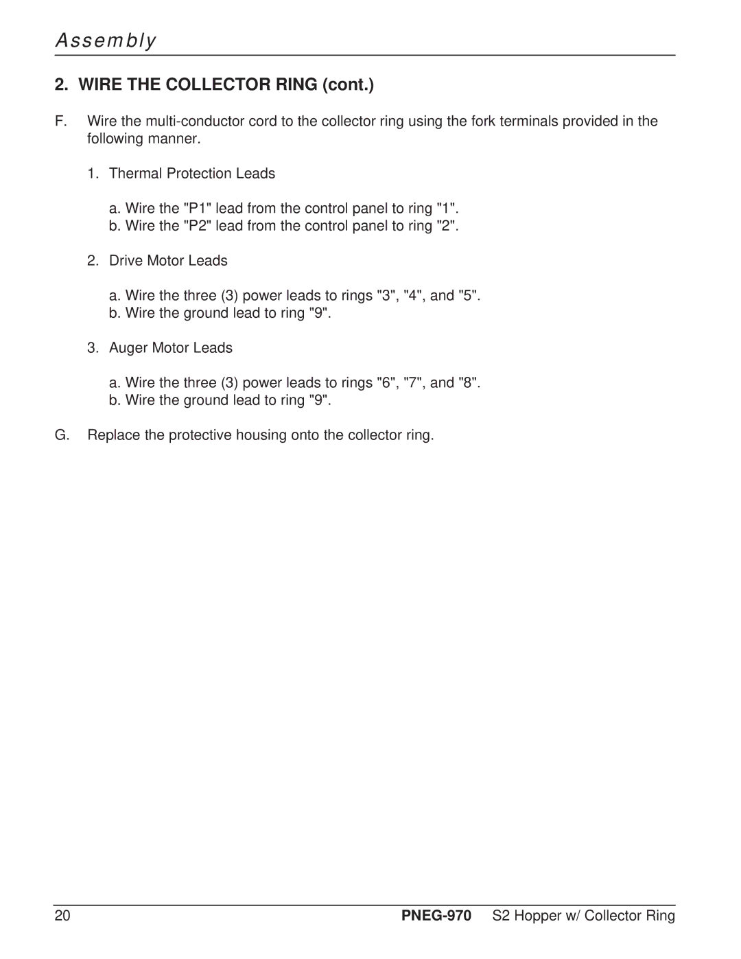 GSI Outdoors PNEG-970 operation manual Wire the Collector Ring 