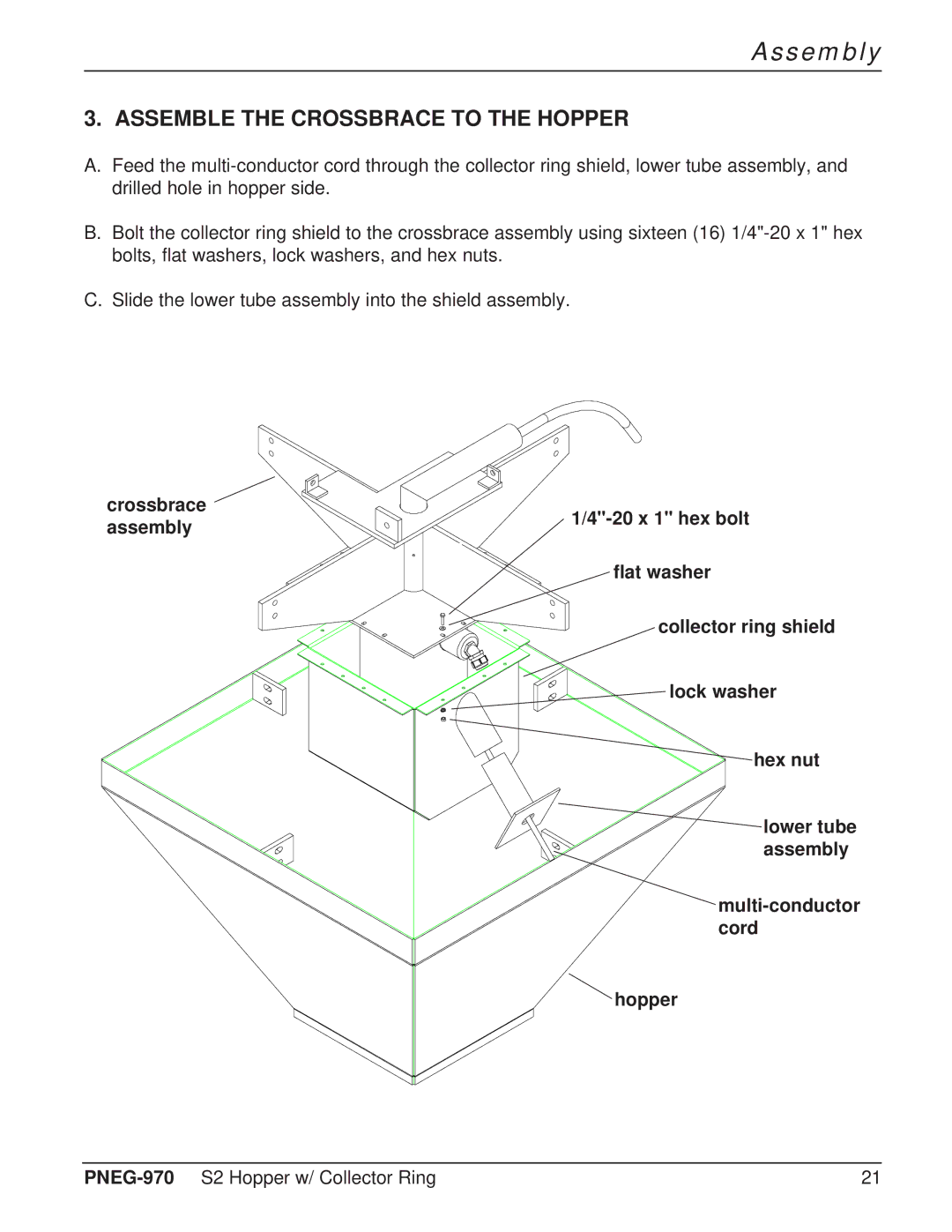 GSI Outdoors PNEG-970 operation manual Assemble the Crossbrace to the Hopper 