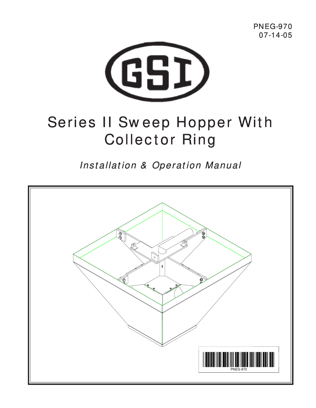GSI Outdoors PNEG-970 operation manual Series II Sweep Hopper With Collector Ring 