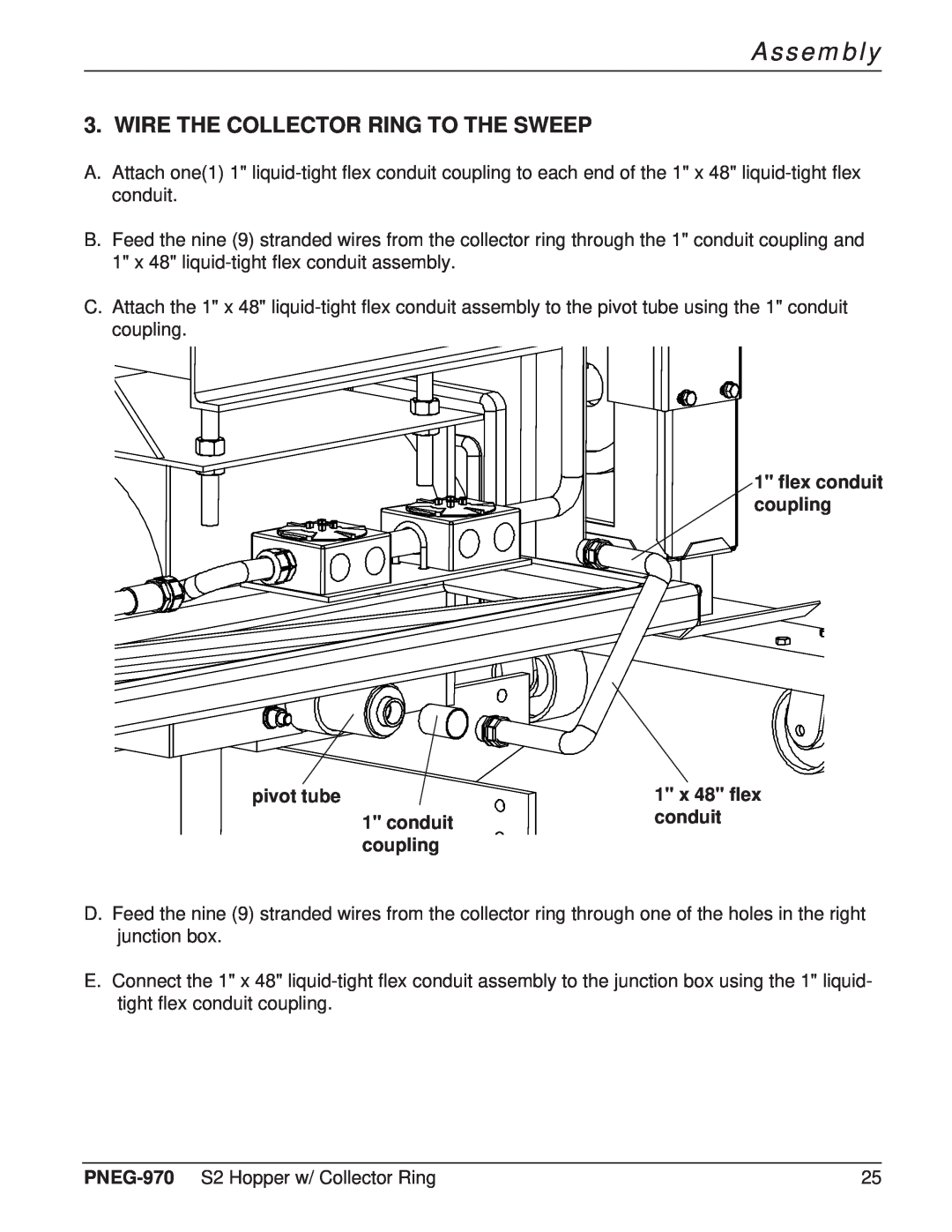 GSI Outdoors PNEG-970 Wire The Collector Ring To The Sweep, Assembly, flex conduit coupling, pivot tube 1 conduit coupling 