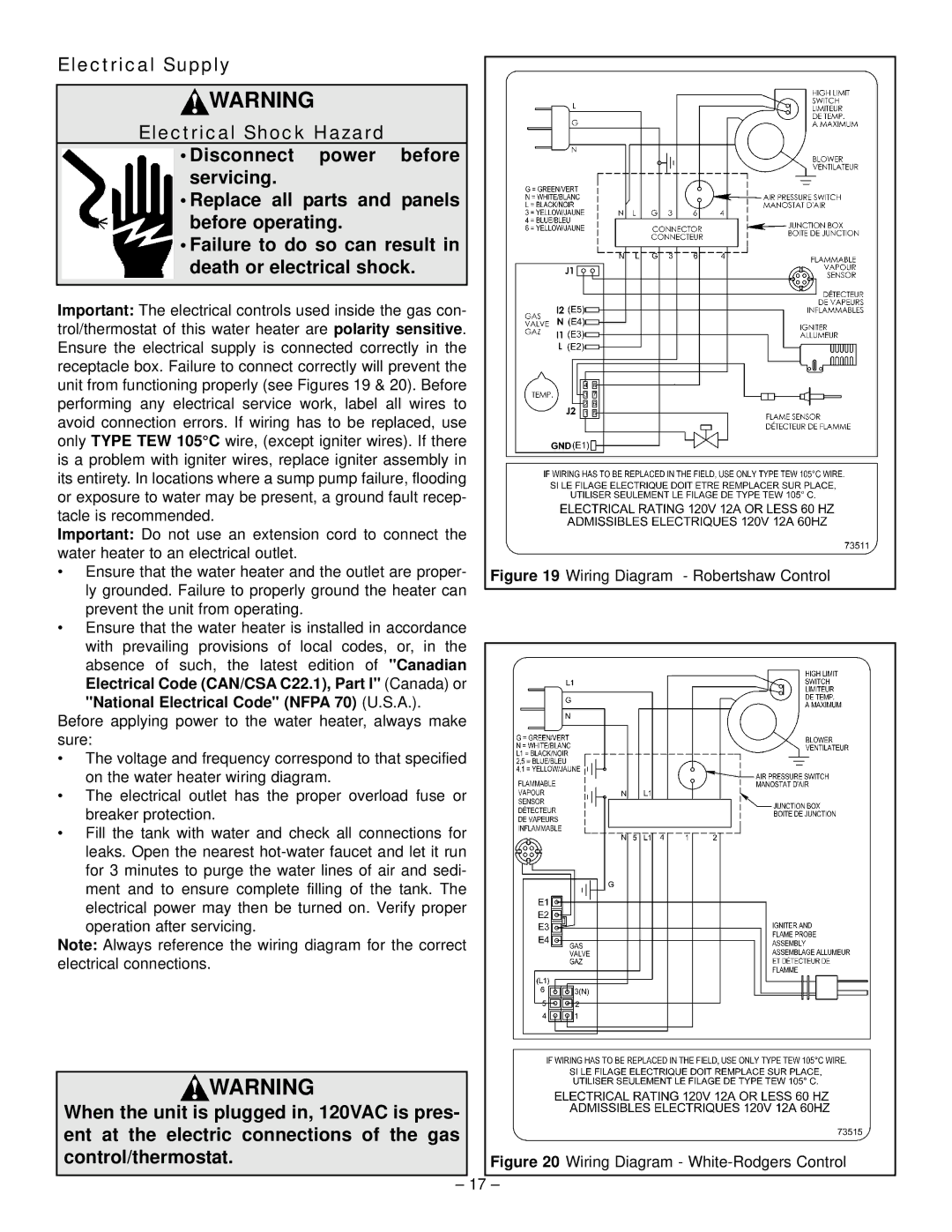 GSW 319594-000 manual Wiring Diagram White-Rodgers Control 