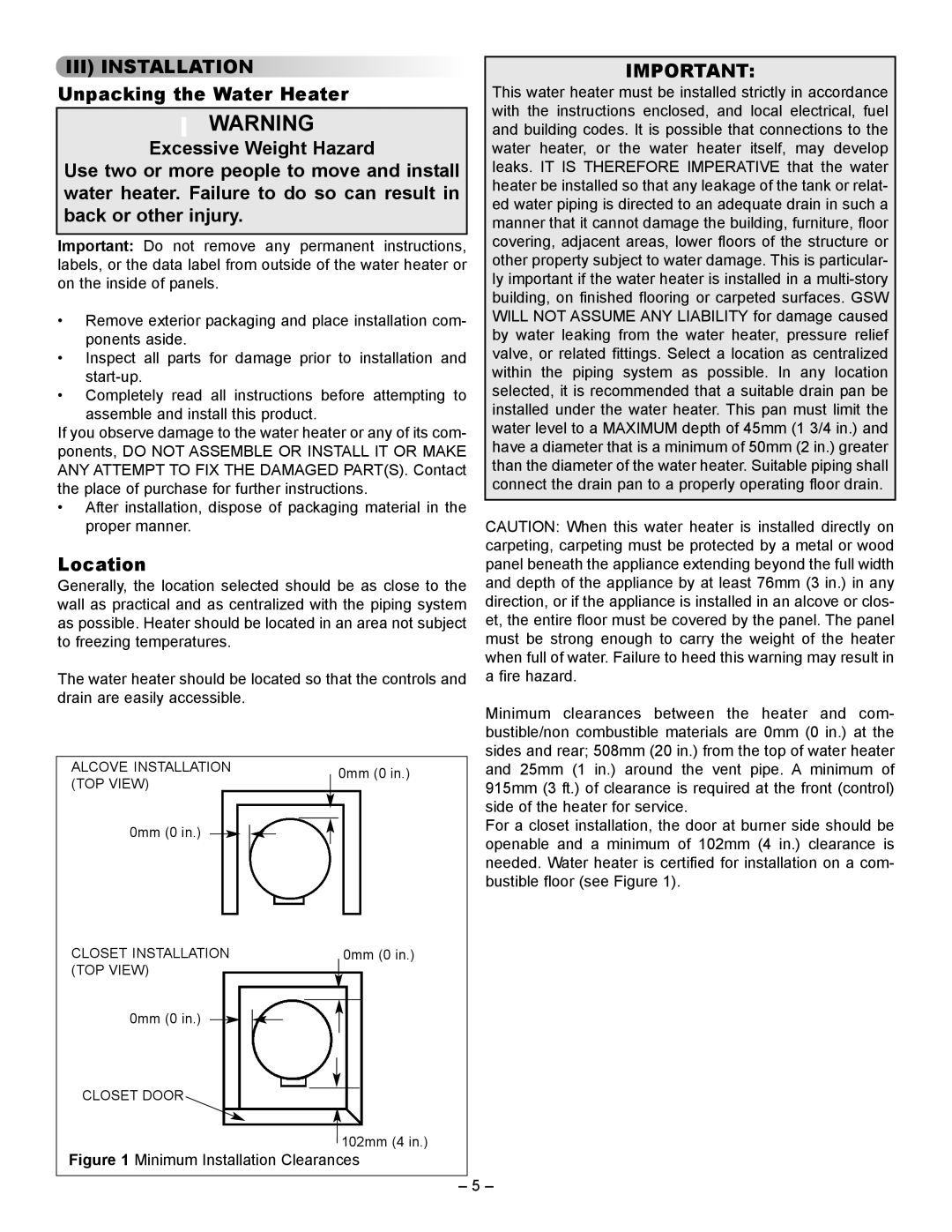 GSW 61009 REV. C (09-03) manual III Installation 