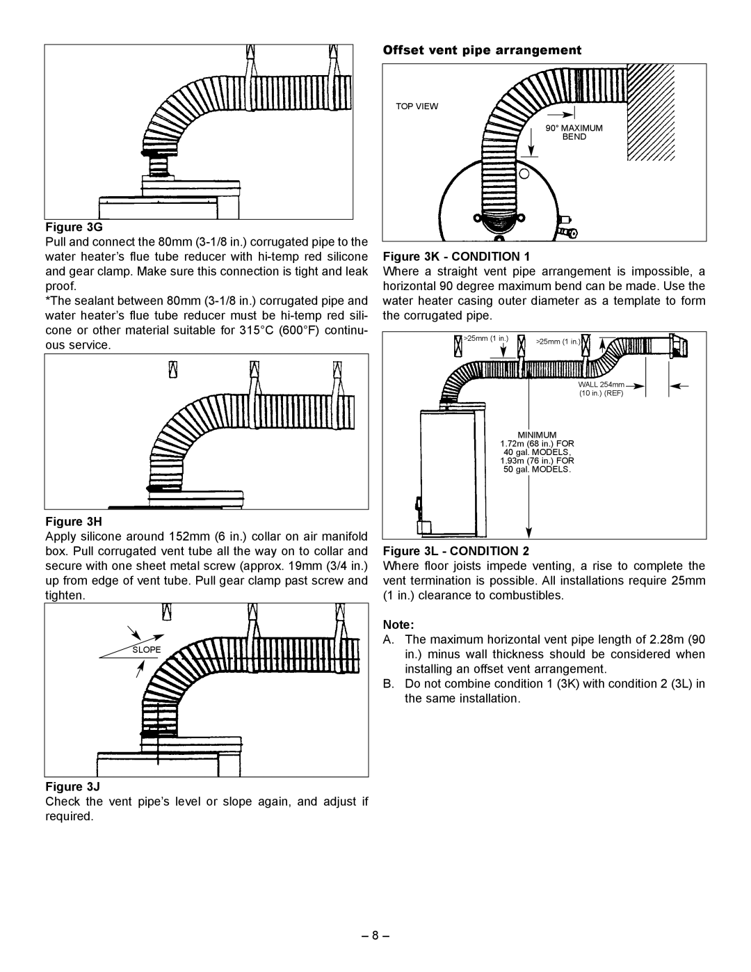 GSW 61009 REV. C (09-03) manual Offset vent pipe arrangement, Condition 